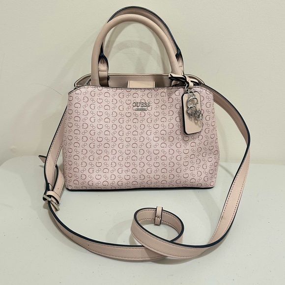 Guess Handbags - GUESS Light Pink Logo‎ Satchel Handbag W/ Removable Crossbody Strap Faux Leather
